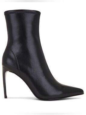 Black Pointed-Toe Stiletto Ankle Boot